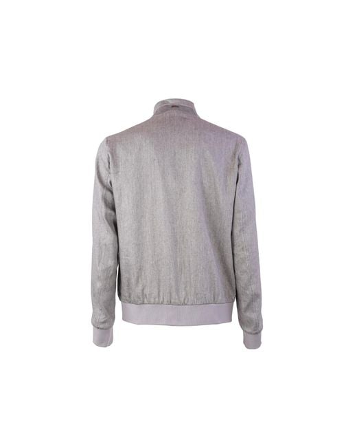 Herno Gray Linen Bomber Jacket