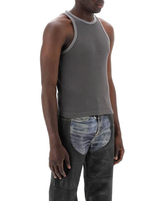 Acne Gray Cotton Waffle Tank Top for men