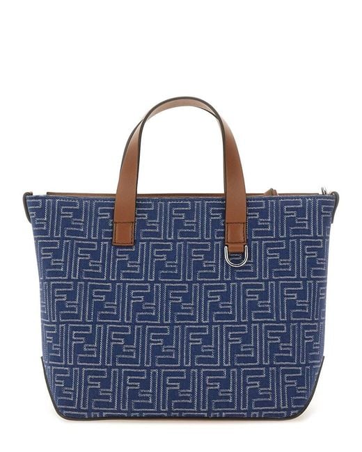 Fendi Blue Small Tote Bora Ff for men