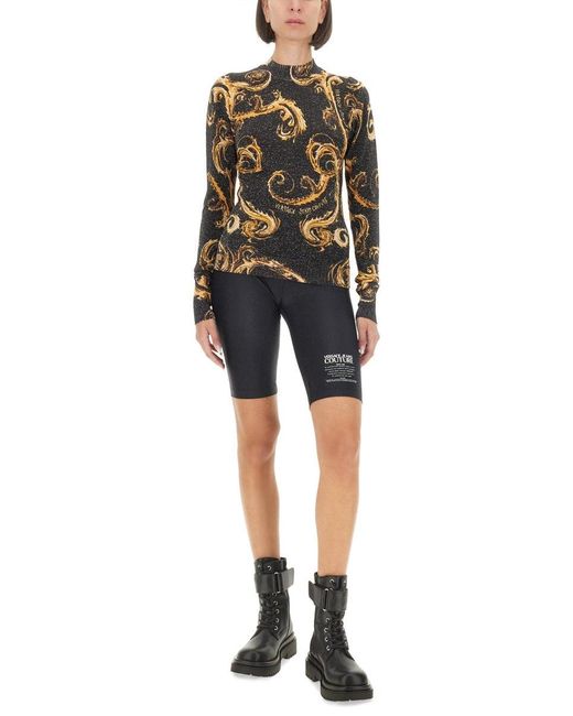Versace Jeans Couture Black Slim Fit Lurex Knit T-Shirt