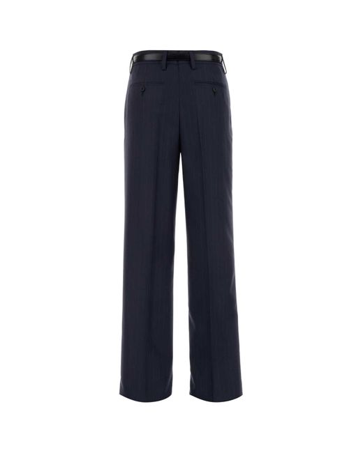 Prada Blue Embroidered Wool Pant