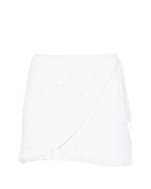 Oseree White Paillettes Skirt
