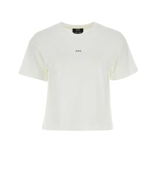 A.P.C. White 'Boxy Micro Logo' T-Shirt
