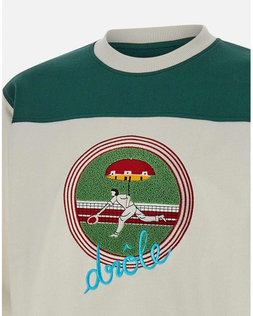 Drole de Monsieur Green Cream Tennis Sweatshirt for men