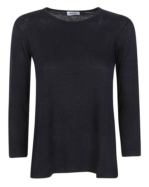 Base London Black Linen Jersey Long Sleeve T Shirt