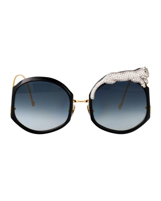Anna Karin Karlsson Blue Round Sunglasses Rose Et Le Rêve Sun Ice