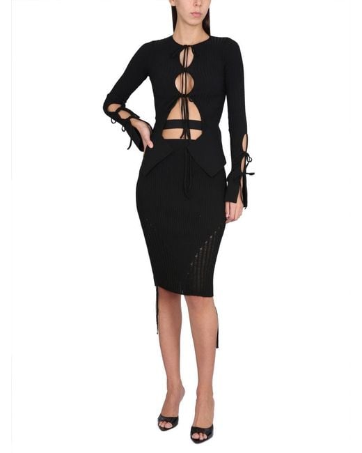 ANDREADAMO Black Midi Skirt