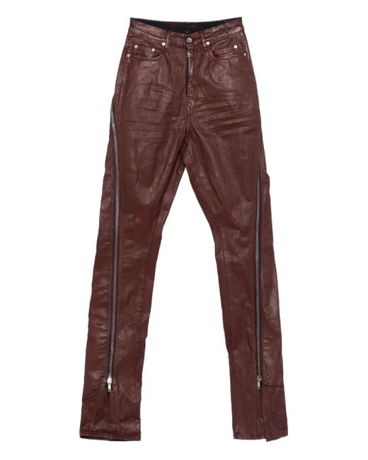 Rick Owens Brown Bolan Banana Jeans mit seitlichem Reißverschluss
