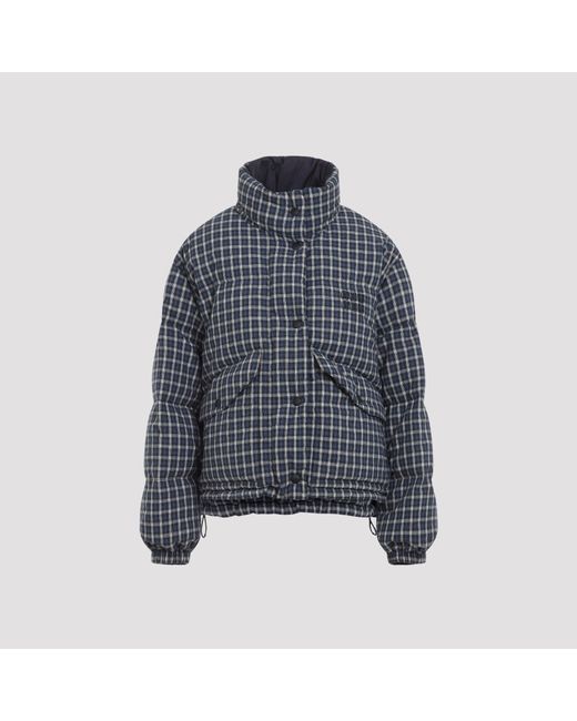 Miu Miu Blue Reversible Checked Down Jacket