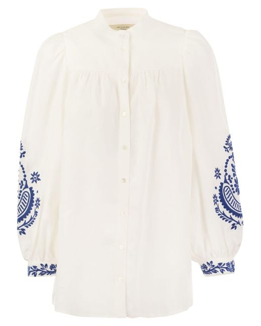 Carnia Camisa de tela de lino con bordado Weekend by Maxmara de color White