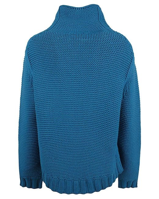 Liviana Conti Blue Wool Blend High Neck Jumper