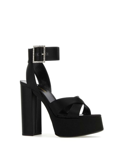 サンダル・ミュール Saint Laurent Black satin Bianca sandals Bianca Sandal Platform 85mm | SAINT LAURENT | elysewalker