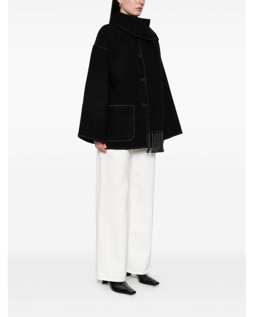Totême  Black Embroidered Scarf Wool Jacket