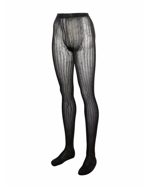 Prada Gray Metallic-effect Striped Tights