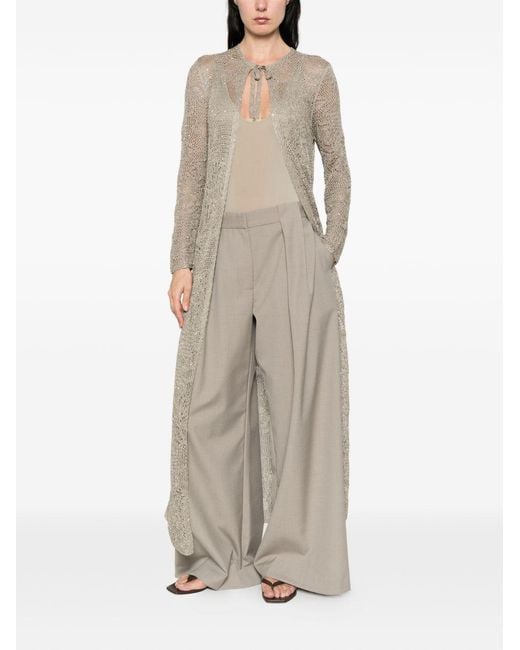 Fabiana Filippi Natural Tie-Detail Long Cardigan
