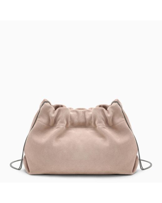 Brunello Cucinelli Pink Soft Sand Coloured Suede Bag