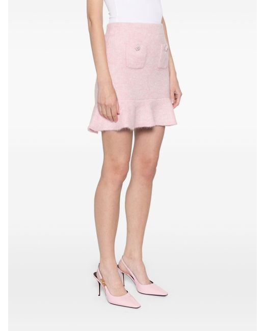 Self-Portrait Gebreide Mini-Rok in het Pink