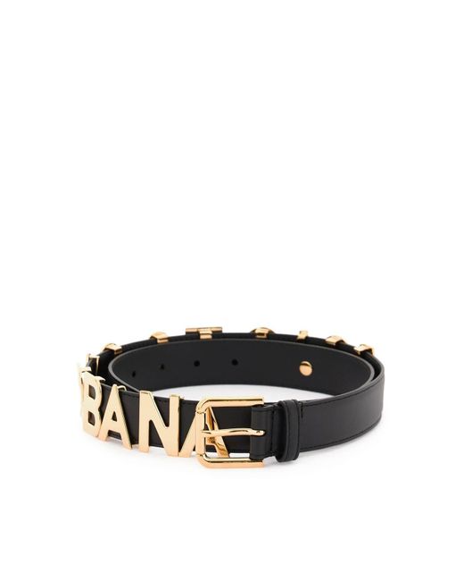 Cintura In Pelle Con Logo Lettering di Dolce & Gabbana in Black