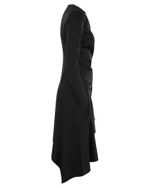 Vestido de cuello redondo asimétrico de Elisabetta Franchi de color Black