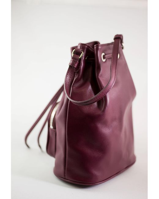 LA ROSE Red Leather Satchel Bag