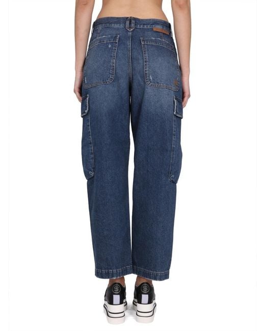 Stella McCartney Blue Cropped Cargo Jeans