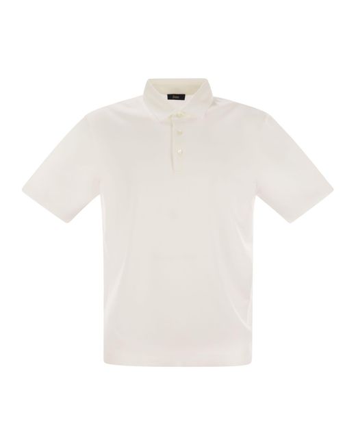 Herno White Cotton Jersey Polo Shirt for men