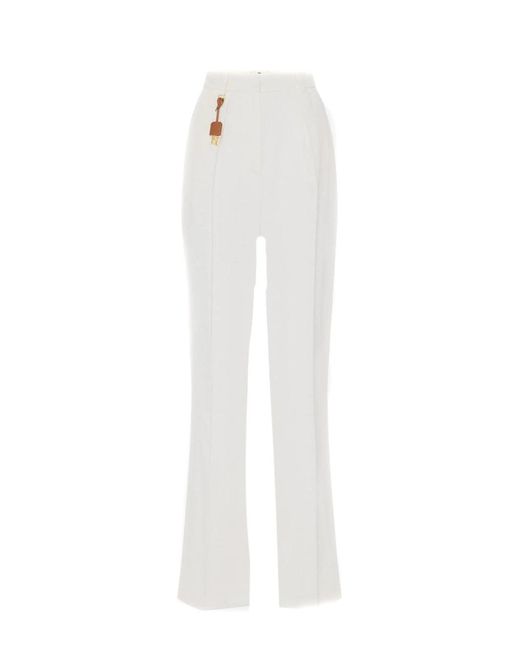 Elisabetta Franchi White Ivory Trousers With Charm