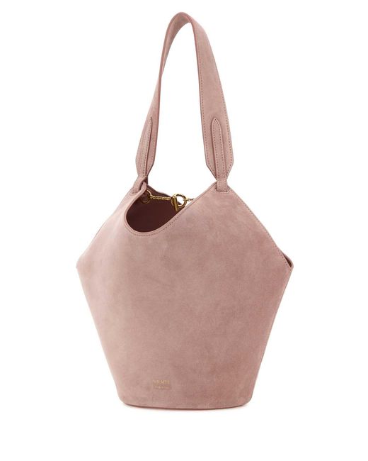 Khaite Pink Suede Mini Lotus Shoulder Bag