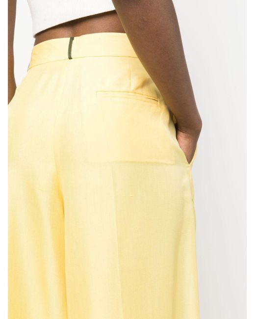 Bally Yellow Silk Wide-Leg Trousers