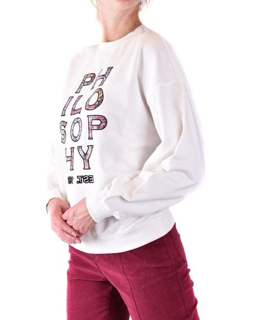 Philosophy Di Lorenzo Serafini White Relaxed-Fit Cotton Sweatshirt With Floral Pattern