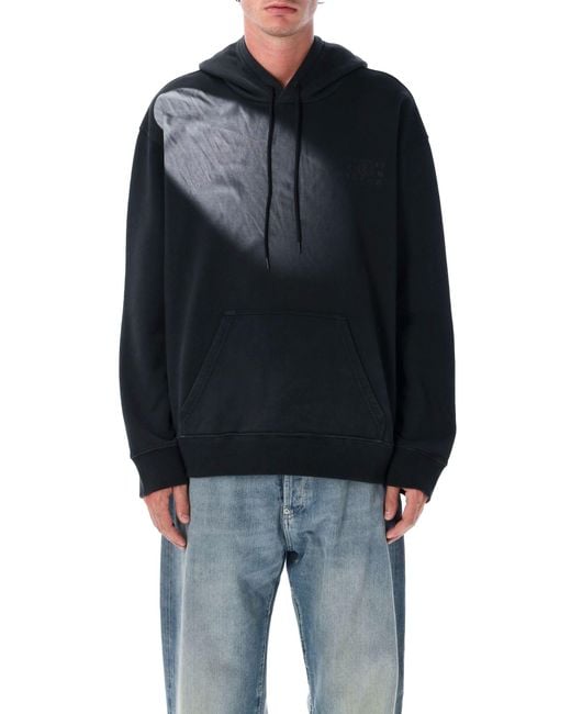MM6 by Maison Margiela Blue Cotton Hoodie With Tonal Numeric Logo
