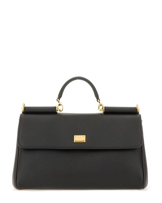 Dolce & Gabbana Black Leather My Sicily Top Handle Bag