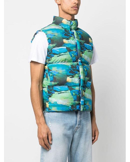 Chaleco acolchado con estampado ERL de hombre de color Blue