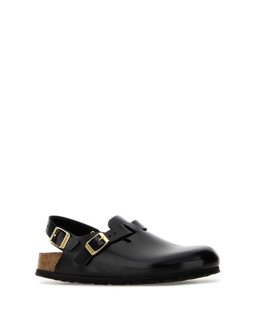 Birkenstock Black Leather Tokyo Slippers