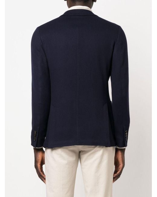 Colombo Blue Single-Breasted Wool Blazer for men