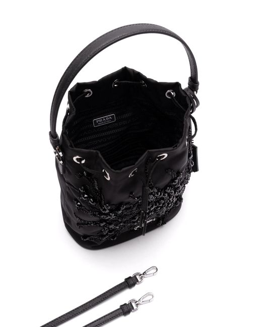 Prada Black Enamel Triangle-Logo Tote Bag