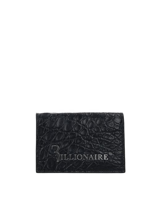Billionaire Black Portadocumenti Uomo Caiman Crocodilus Blu/Argento