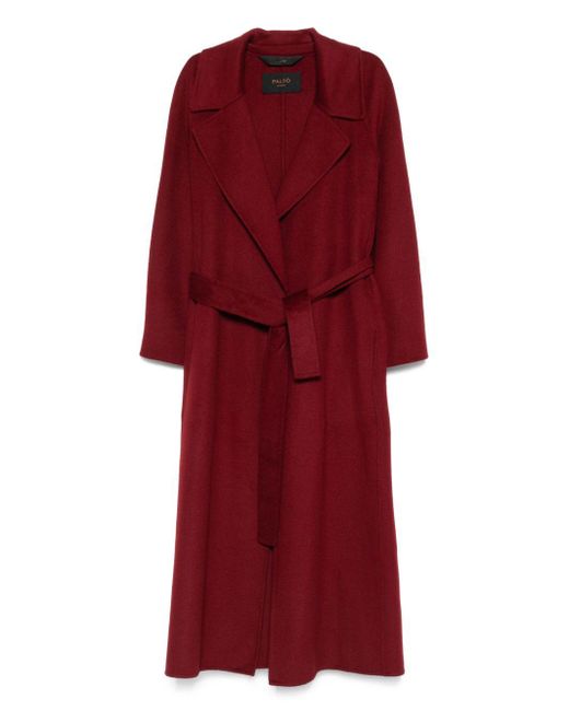 Manteau à poitrine à double poitrine de laine Paltò en coloris Red