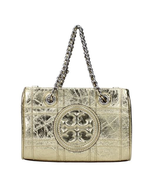 Tory Burch Metallic Borse A Mano Fleming Donna Pelle Oro