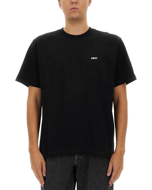 Obey Black T-Shirt With Logo for men