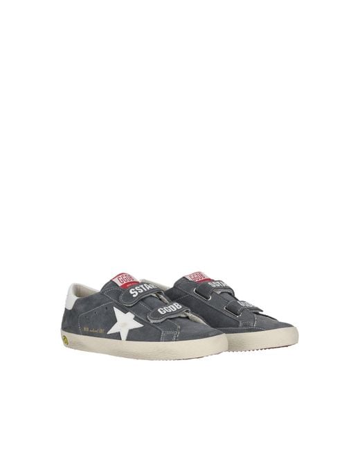 Golden Goose Deluxe Brand Gray Sneakers Old School Suede Upper And Strap Shiny Leather Star And Heel