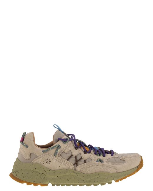Flower Mountain Brown Yamabushi -Turnschuhe im Wildleder und technischen Stoff