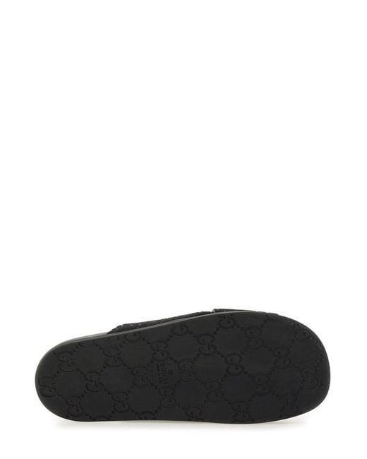 Gucci Black Sandal Slider With Gg Pattern for men