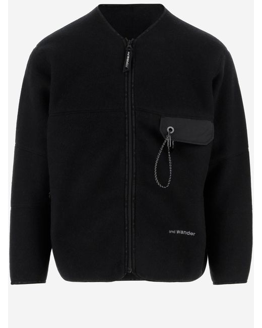 And Wander Und Wanderwolle -Mischpullover mit Logo in Black für Herren
