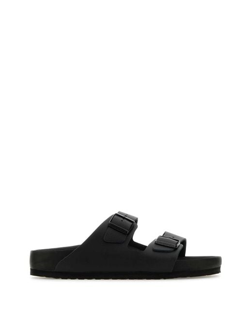 Birkenstock Black Leather Arizona Bs Slippers for men