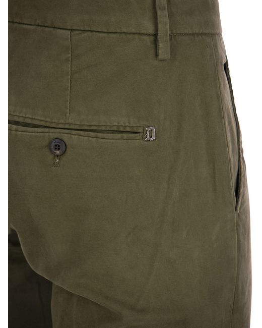 Dondup Gauuwbert Slim Fit Gabardine -broek in het Green