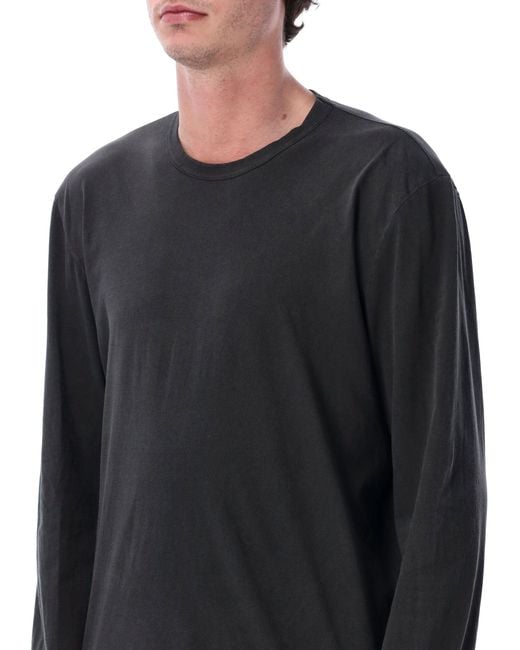 James Perse Black Cotton Long Sleeve T-Shirt for men