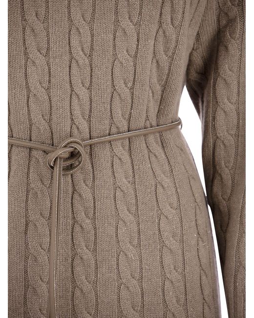 Peserico Brown Wool, Silk And Cashmere Turtleneck Dress