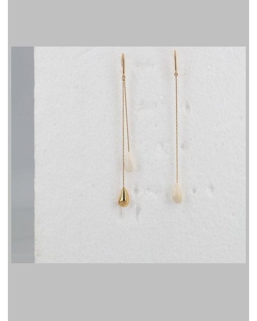 Isabel Marant White Asymmetric Drop Earrings With Pendant Accents