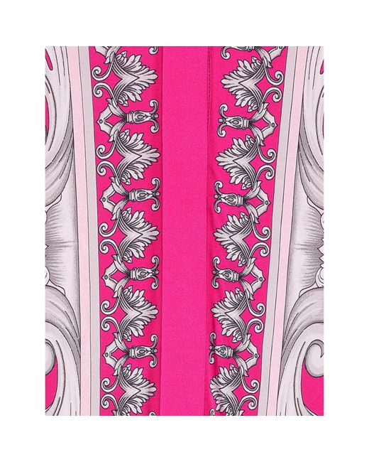 Versace Pink Barock gedrucktes Midi -Kleid